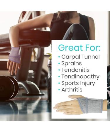Vive Wrist Wraps Brace - Tendonitis & Carpal Tunnel Support - Compression Stabilizer for Pain Relief - Adjustable Gray - Fitness for Men & Women - Buy Online on GoSupps.com
