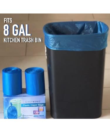 Disposable Diaper Pail Refill Plastic Bag (100 count) Compatible with Ubbi Diaper Bag Pail 13 Gal Capacity Diaper Pail Bag Fits 8 Gallon Medium Kitchen Trash Bag Heavy Duty Large Garbage Bag  100 Bags Blue - Large - Buy Online on GoSupps.com