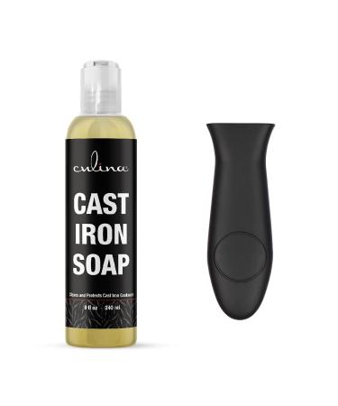 Culina Cast Iron Cleanser Cleans and Protects Cast Iron Cookware Kosher Certified 8oz with handle