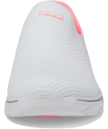 Skechers Women's GO Walk 7 - White Fabric with Neon Pink Trim - Size 39.5 EU - International Shipping Available - Buy Online on GoSupps.com