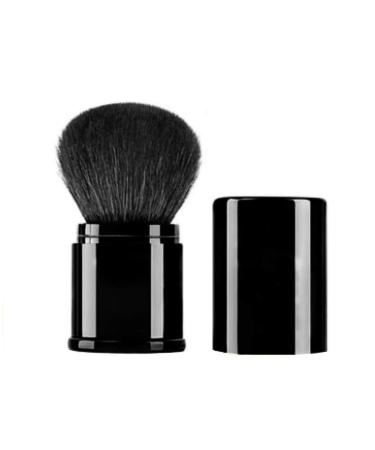 Retractable Kabuki Makeup Brush - Premium Goat Hairs Blush Brushes Great for Blending Liquid, Cream, Mineral Cosmetics or Translucent Powder (Black - Goat Hairs)
