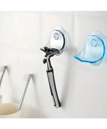 Suction cup 2 pieces shower rasier holder removable and reusable suction cup holder for shower wall waterproof powerful suction cup for razors Luffa bathroom organizer with