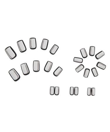 Justotry 24 Pieces Coffin Nails - Glossy Grey & Black French Press-On Nails with Glue | Medium Ballerina Fake Nails for Women - Buy Online on GoSupps.com
