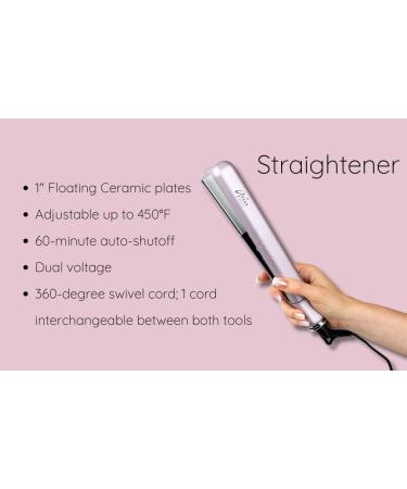 Aria Beauty Pop N Lock Interchangeable Straightener & Curling Iron Set - Dual Voltage Ionic Technology 360 Swivel Cord - Perfect for International Shipping - Buy Online on GoSupps.com