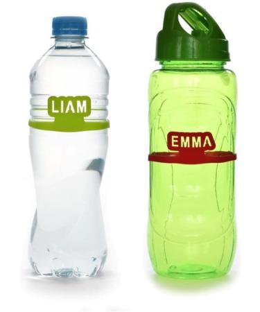 Personalized Bottle Bands - Pack of 4 Silicone Water Bottle Labels in Various Names & Colors - Buy Online on GoSupps.com