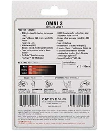 CAT EYE Omni 3 LED Safety Bike Light Red/Rear Light with Mount - Illuminate Your Ride - Buy Online on GoSupps.com