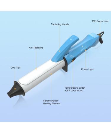 Mini Curling Iron for Short Hair | Travel Size 1" Ceramic Wand - Fast Heat-Up Adjustable Temp Portable Hair Curler in Blue - Buy Online on GoSupps.com