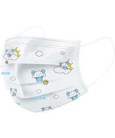 50 Pack Children's Disposable Face Shield 3-Ply Non-woven Cute Pattern Breathable Protective Face Cover G One Size - Buy Online on GoSupps.com