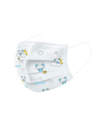 50 Pack Children's Disposable Face Shield 3-Ply Non-woven Cute Pattern Breathable Protective Face Cover G One Size