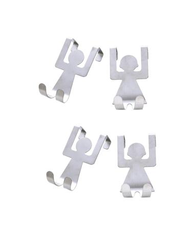 Alipis 8 pcs Cabinets Creative Door Hanging Cloth Back Hooks Storage Bag Humanoid mediumx2pcs Silverx2pcs