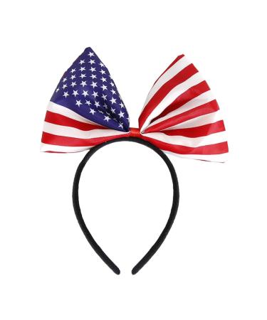 hgnxa 4th July Hair Hoop Headwear for Independence Day Headband American Flags Head Boppers American Theme Independence Day Flag Bow Style