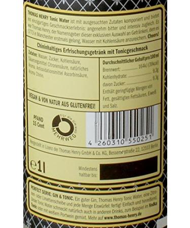 Buy 9 Bottles of Thomas Henry Tonic Water (1L) Eco-Friendly Refillable Deposit Only 1.35 - International Shipping Available - Buy Online on GoSupps.com