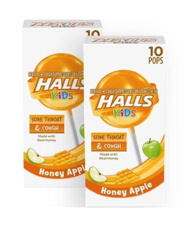HALLS KIDS Sore Throat & Cough Pops - 10 Individually wrapped pops (2 pack)