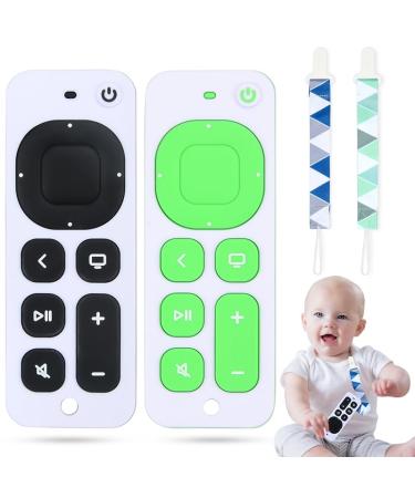 CHMMY 2 pieces bite ring baby bite tooth dental aid baby remote control bite rings with anti-lost rope bpa-free silicone for babies 3-24 months