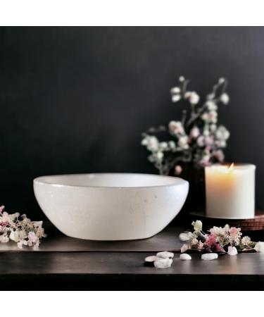 Selenite Cleansing Bowl 8cm - Spiritual Energy Healing Tool for Reiki, Angels, and Meditation - Handmade White Natural Crystal Storage and Decoration Piece - Buy Online on GoSupps.com