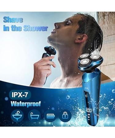 Buy Advanced Electric Razor for Men - Cordless Rechargeable 3D Rotary Shaver Waterproof Wet/Dry Grooming Gift in Bright Blue - Buy Online on GoSupps.com