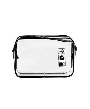Lecune 1 piece of transparent cultural bags and 1 piece of plastic bags for liquids (20x20cm) cosmetic bag wash bag for men & women black A: 1 piece