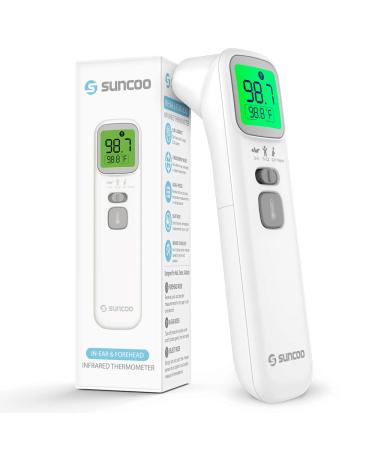 SUNCOO Digital Infrared Thermometer Ear and Forehead Thermometer for Kids/Adult, 3-in-1 Touchless Smart IF Technology Ideal for Home, Fast Detection/Accurate Memory Recording (Battery NOT Included)