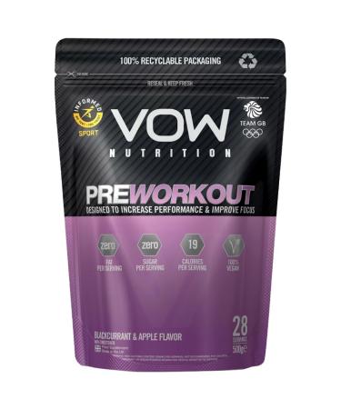 VOW Pre Workout Advanced Complex with Creatine Beta Alanine Caffeine Improve Energy & Focus (Blackcurrant & Apple)