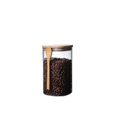 Storage Sealed Coffee Cans With High Borosilicate Glass + Bamboo and Wood Fresh-keeping Sealed Cans for Easy Storage and Anti-flavor Tea and Coffee Beans Cans Home Kitchen (Wood Color)