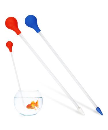 Coral Feeder 2 Pcs Acrylic Marine Fish Reef Feeding Tube 13.7 Inch Coral Food Tool for Reef/Anemones/Brine Shrimp Most Aquarium Organisms (Blue+Red)