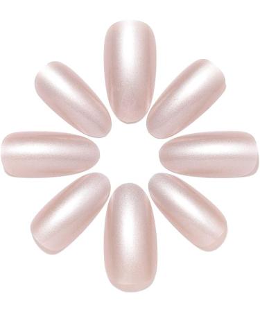 Coffin False Nails Natural Pink Press on Nails French Short Fake Nails Ballerina Acrylic Stick on Nails 24pcs for Women and Girls with solid glue nail lamp (Color : White Size : B) - Buy Online on GoSupps.com