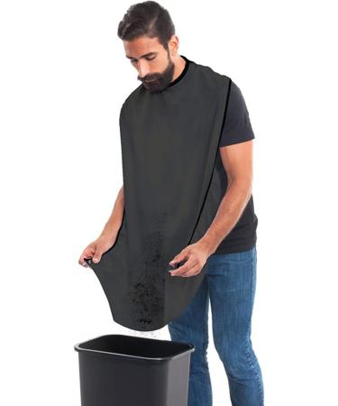 Black Shaving Bib with 2 Suction Cups - Men's Salon Care Smock for Face Trimming and Hair Cutting - Buy Online on GoSupps.com