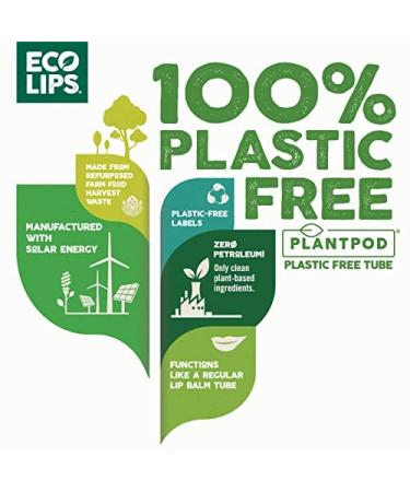 Sweet Mint Vegan Lip Balm 3 Pack by Eco Lips | Natural Bee Free with Organic Ingredients | Plastic-Free Plant Pod Packaging | Made in USA - Buy Online on GoSupps.com