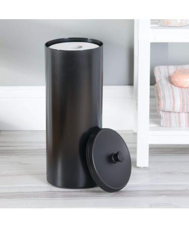 mDesign Plastic Floor Stand Toilet Paper Organizer with Cover - Hyde Collection Black - Buy Online on GoSupps.com
