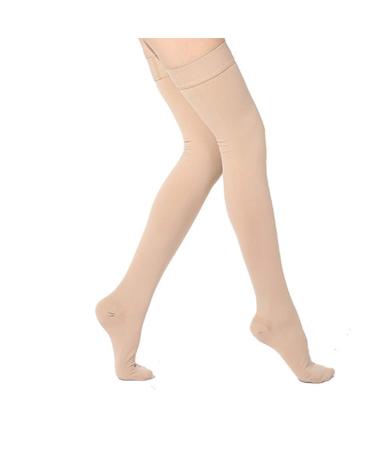 DERCLIVE compression stockings for thighs 23-32 mmHg with dotted silicone compression socks improve blood circulation nude XXL