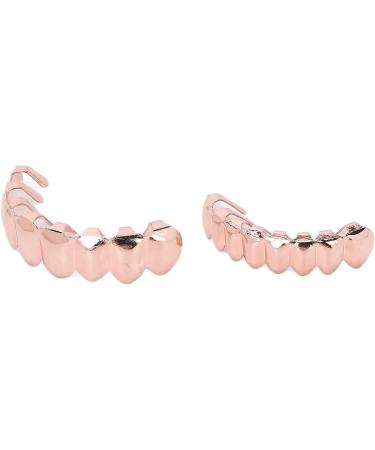 Alloy Hip Hop False Teeth Set - Upper & Lower Rose Gold Teeth for Halloween Parties & Fashion Shows - Buy Online on GoSupps.com