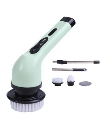 HiXip Electric Scrubber for Cleaning Handheld - Powerful Scrubbers for Cleaning Bathroom with 3 Brush Heads Household Cleaning Tools for Toilets Sinks Cleaning Supplies Green