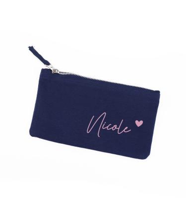 Herz & Heim Cosmetic bag with heart and desired name | Gift for women Small Blue S Blue