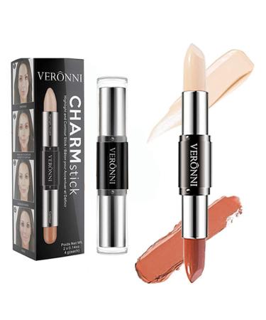 Mysense Double-Headed Highlight Contour Stick  2 in 1 Face Body Makeup Shading Repair Highlighter Bronzer Concealer 3D Facial Wonder Stick Foundation Cream Pen CS01