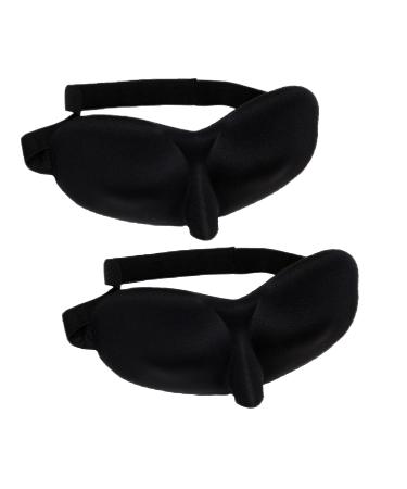 Sleep Mask for Women Men Eye Mask for Sleeping 3D Contoured Cup Blindfold with Adjustable Strap Blockout Light Eye Pillow Soft Comfy Eye Shade for Nap Travel Night Shift (BLACK-2PACKS)