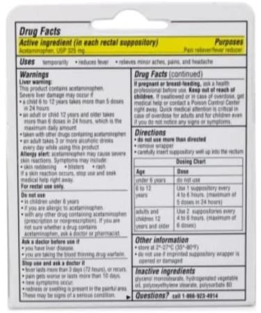 Buy 4 Pack FEVERALL JR. Acetaminophen 325MG Suppository (6CT) - Fast International Shipping & Relief for Kids - Buy Online on GoSupps.com