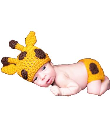 Eshining Baby Photography Clothes Cut Baby Knitting Clothes Hand Made Newborns Hundred Days Photography Clothes Baby Photography Props Baby Clothing (Cute Deer Yellow)