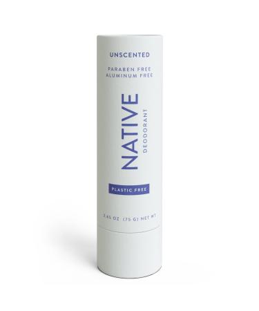 Native Plastic Free Deodorant | Natural Deodorant for Women and Men, Aluminum Free with Baking Soda, Probiotics, Coconut Oil and Shea Butter |Unscented