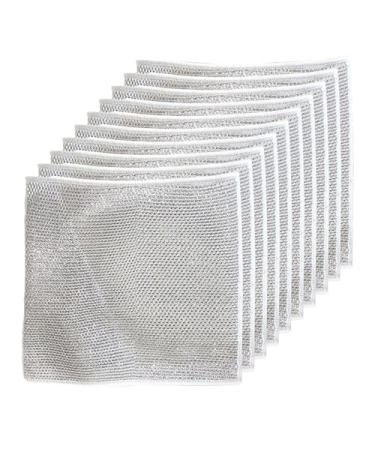 Kreypo Cloths Metal Wire Dish Rag Mesh Metal Wire Cleaning Rag Metal Wire Dishwashing Rag Double-Sided Mesh Metal Wire Cleaning Rag Multipurpose Wire Miracle Cleaning Cloths (10 Pcs)
