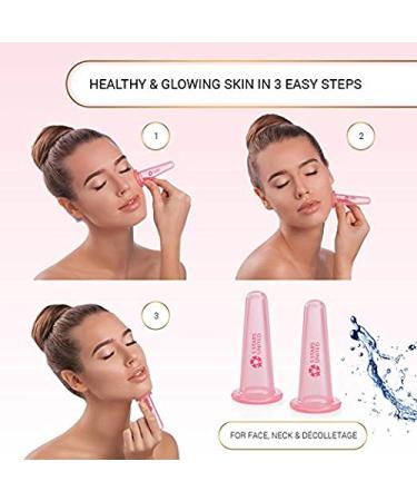 Silicone Facial Cupping Therapy Set - 4 Cups + Free Exfoliating Brush - Anti-Wrinkle & Anti-Aging - Hygienic Face & Eye Massage Kit - Buy Online on GoSupps.com