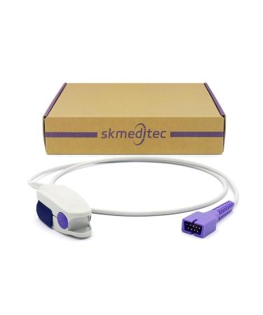 SKMEDITEC 9.8 Foot Spo2 sensor Compatible with Nellcor Oximax reusable finger clip probe for adults with a 9-pin connection replacement for DS-100A 9.8 FT AdultfingerClip-SK