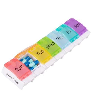 Portable Weekly Pill Box Organiser | Easy to Open 7 Day Premium Quality Tablet Box | Travel Pill Case with Push Button Pop Open Lids Design |Tablet Organiser for Vitamins Supplements & Medicine Multicolor RB-SR - Buy Online on GoSupps.com