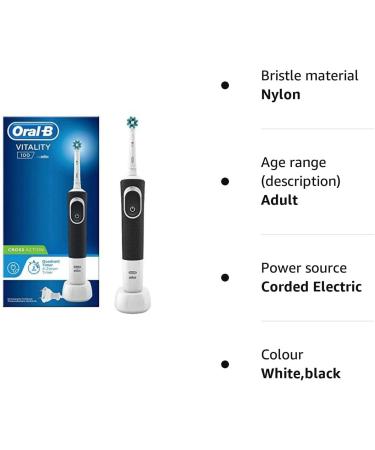 Oral-B Vitality 100 CrossAction White Black Electric Toothbrush - Buy Online on GoSupps.com