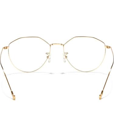 Cyxus Round Blue Light Glasses for Men Women Wire Frame - 22 - Oval Black Gold Frame - Clear Lens - Buy Online on GoSupps.com