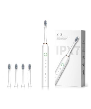 CocLux Sonic Electric Toothbrush for Adults and Kids Rechargeable Electric Toothbrushe with 4 Brush Heads  6 Modes  2 Minutes Smart Time Whitening Toothbrush for Traveling and Daily Use