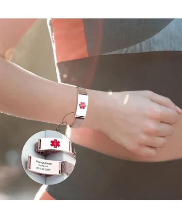 YOTHIWAD Medical Alert Bracelets for Men Women Medical Id Bracelets with Free Laser Engraving Adjustable Stainless Steel Band Magnetic Security Clasp Dual-Side Engraving *CUSTOM ENGRAVING - Buy Online on GoSupps.com