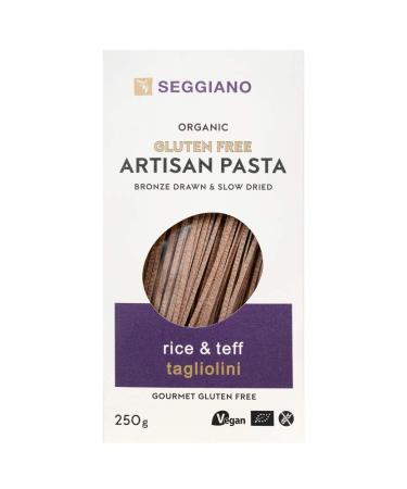 Seggiano Organic Rice & Teff Tagliolini 250g - Certified Gluten Free Vegan Vegetarian GMO Free - High in Protein & High in Fibre - Bronze Drawn & Slow Dried