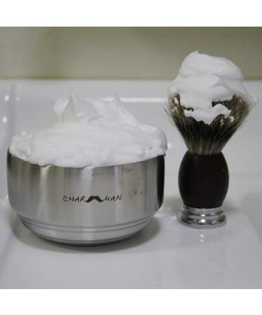 CHARMMAN Stainless Steel Shaving Soap & Cream Bowl with Lid - Three-Walls Heat Preservation - Heavy Weight Steel (270g/0.59lb) - Buy Online on GoSupps.com