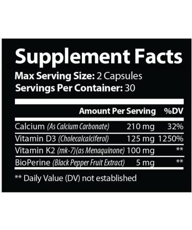 Focus Pharmacology Vitamin K2 with D3 Extra Strength Supplement Bone | Heart Health Non-GMO Formula 10 000 IU Vitamin D3 & 200 mcg Vitamin K2 (MK7) | Easy to Swallow Vitamin K & D 60 Capsules - Buy Online on GoSupps.com