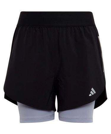 adidas Girls Shorts (1/4) G Run 2in1 SHO 164 Black/Silver Violet/Reflective Silver